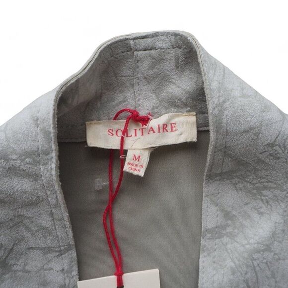 Solitaire Anthropologie Faux Suede Open Front Cardigan Jacket Women's M - Picture 3 of 8